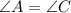 \angle A = \angle C