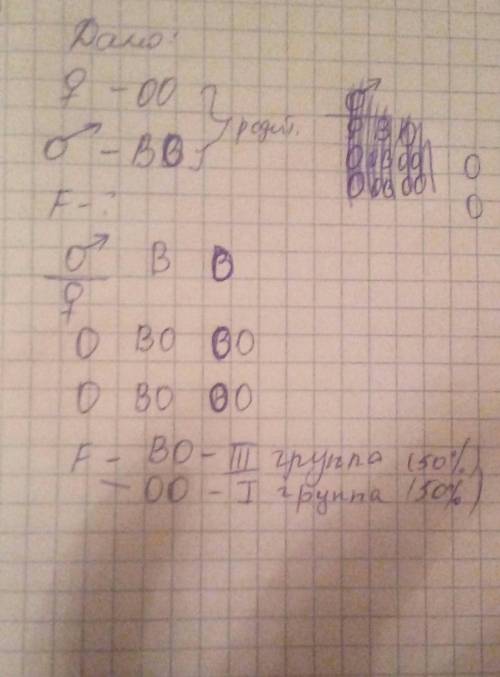 50 , нужно сегодня. решите по биологии. родители имеют 1 и 3 группы крови. какая будет у детей? нужн