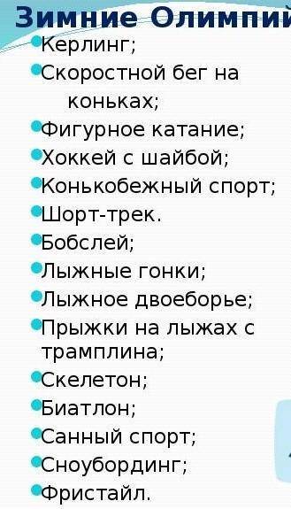 Все виды олимпийского спорта