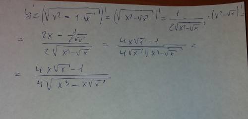 Найдите значение производной функции y=sqrt (x^2-1 sqrt (x)) ; x0=1sqrt-это означает под корнем