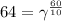 64 = \gamma^{\frac{60}{10}}