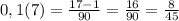 0,1(7)=\frac{17-1}{90}=\frac{16}{90}=\frac{8}{45}