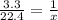 \frac{3.3}{22.4} = \frac{1}{x}