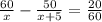 \frac{60}{x}-\frac{50}{x+5}=\frac{20}{60}