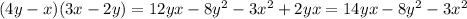 (4y-x)(3x-2y)=12yx-8y^{2}-3x^{2}+2yx=14yx-8y^{2}-3x^{2}