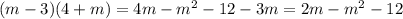 (m-3)(4+m)=4m-m^{2}-12-3m=2m-m^{2}-12