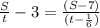 \frac{S}{t}-3 =\frac{(S-7)}{(t-\frac{1}{6})}