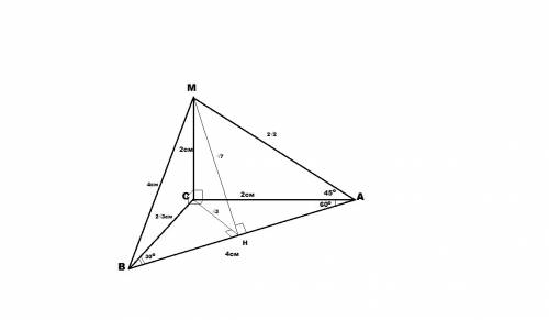 Втреугольнике abc угол с=90 градусов, мс перпендикулярны (авс) , мс=2, ав=4, угол а= 60 градусов, а)