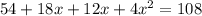 54+18x+12x+4x^{2}=108