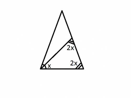 Чему равен угол противолежащии основанию равнобедренного треугольника если биссектриса угла при осно