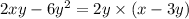 2xy - 6 {y}^{2} = 2y \times (x - 3y)