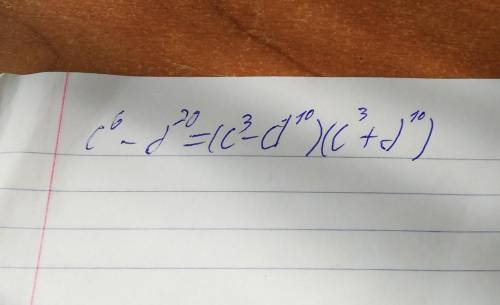 Разложить на множители разность квадратов c^6-d^20