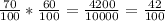 \frac{70}{100} * \frac{60}{100} = \frac{4200}{10000} = \frac{42}{100}