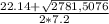 \frac{22.14 + \sqrt{2781,5076} }{2*7.2}