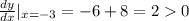 \frac{dy}{dx}|_{x=-3} = -6 + 8 = 2 0