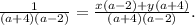 \frac{1}{(a+4)(a-2)}=\frac{x(a-2)+y(a+4)}{(a+4)(a-2)}.