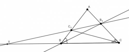 Втреугольнике abc известны стороны ab=15, ac=16, bc=20. в нём проведены биссектрисы bb1 и cc1. прямы