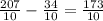 \frac{207}{10} - \frac{34}{10} = \frac{173}{10}