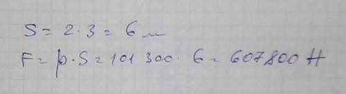 С7 класс. с какой силой атмосферный воздух давит на поверхность листа шифера , длиной 2м и шириной 3