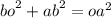 {bo}^{2} + {ab}^{2} = {oa}^{2}