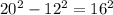 20^{2} -12^2=16^2