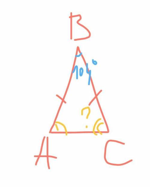 Известно что в треугольнике авс стороны ав и вс равны, угол авс=104° определите велечену угла вса