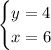 \begin{cases} y=4\\x=6\end{cases}