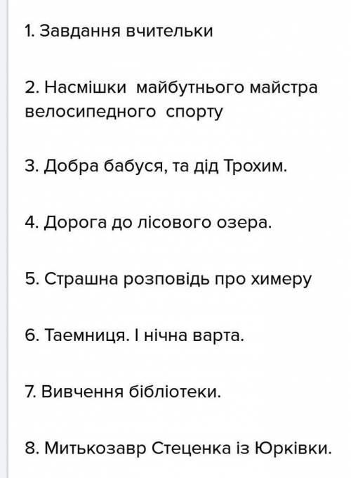 Скласти план по 4,7,9 роздiлу химери лiсового озера(бiльше 5 пунктiв) 59