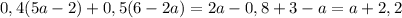 0,4(5a-2)+0,5(6-2a) = 2a-0,8+3-a =a+2,2