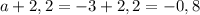 a+2,2 = -3+2,2 = -0,8