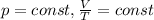 p=const, \frac{V}{T}=const