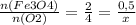 \frac{n(Fe3O4)}{n(O2)}=\frac{2}{4}=\frac{0,5}{x}