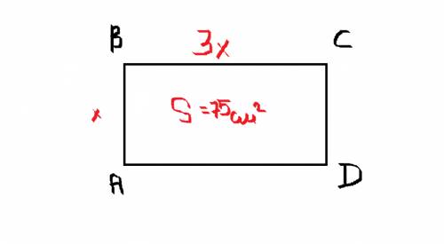 Длина прямоугольника второе больше его ширины,а площадь равна 75см^2.определите периметр прямоугольн