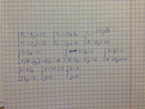 Решить системы уравнений p.s хоть что-нибудь 1)3х-9у=12 ; 4х-12у=16 2)5х-8у=0; х-1,6у=1 3)х+2у=7; 2х