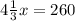 4\frac{1}{3}x=260