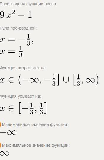 Исследование функций и построение графиков с производной y=3x^3-x желательно с самим графиком. заран