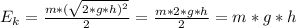 E_k=\frac{m*(\sqrt{2*g*h)^2}}{2} =\frac{m*2*g*h}{2}=m*g*h