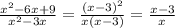 \frac{x^{2}-6x+9}{x^{2}-3x}=\frac{(x-3)^{2}}{x(x-3)}=\frac{x-3}{x}