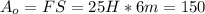 A_{o}=FS=25H*6m=150