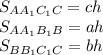 S_{AA_1C_1C}=ch\\S_{AA_1B_1B}=ah\\S_{BB_1C_1C}=bh