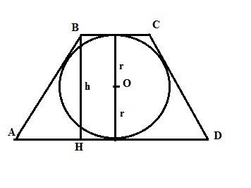 Вравнобедренной трапеции разность оснований равна 20см. радиус вписанной в нее окружности равен 2кор