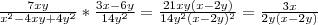 (7xy/x^2-4xy+4y^2)*(3x-6y/4y^2) плз че то у меня не получается . я начала решать и у меня получилось