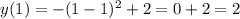 y(1) = -(1 - 1)^2 + 2 = 0 + 2 = 2