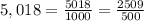 5,018 = \frac{5018}{1000} = \frac{2509}{500}