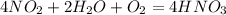 4NO_2 + 2H_2O + O_2 = 4HNO_3