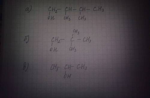 Напишите структурные формулы следующих соединений а)2,3-диметилбутанол-1 б)2,2-диметилпропанол-1 в)п