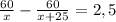 \frac{60}{x}-\frac{60}{x+25}=2,5