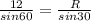 \frac{12}{sin60}=\frac{R}{sin30}