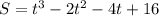 S = t^3-2t^2 - 4t + 16