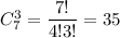 C^3_7=\dfrac{7!}{4!3!}=35